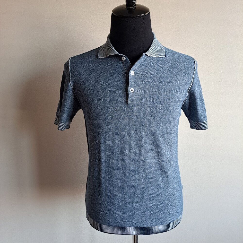 NEW Phil Petter 100% Cotton Knitwear Blue Polo Shirt Size S